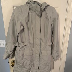 The North Face Women's Light Gray rain jacket
